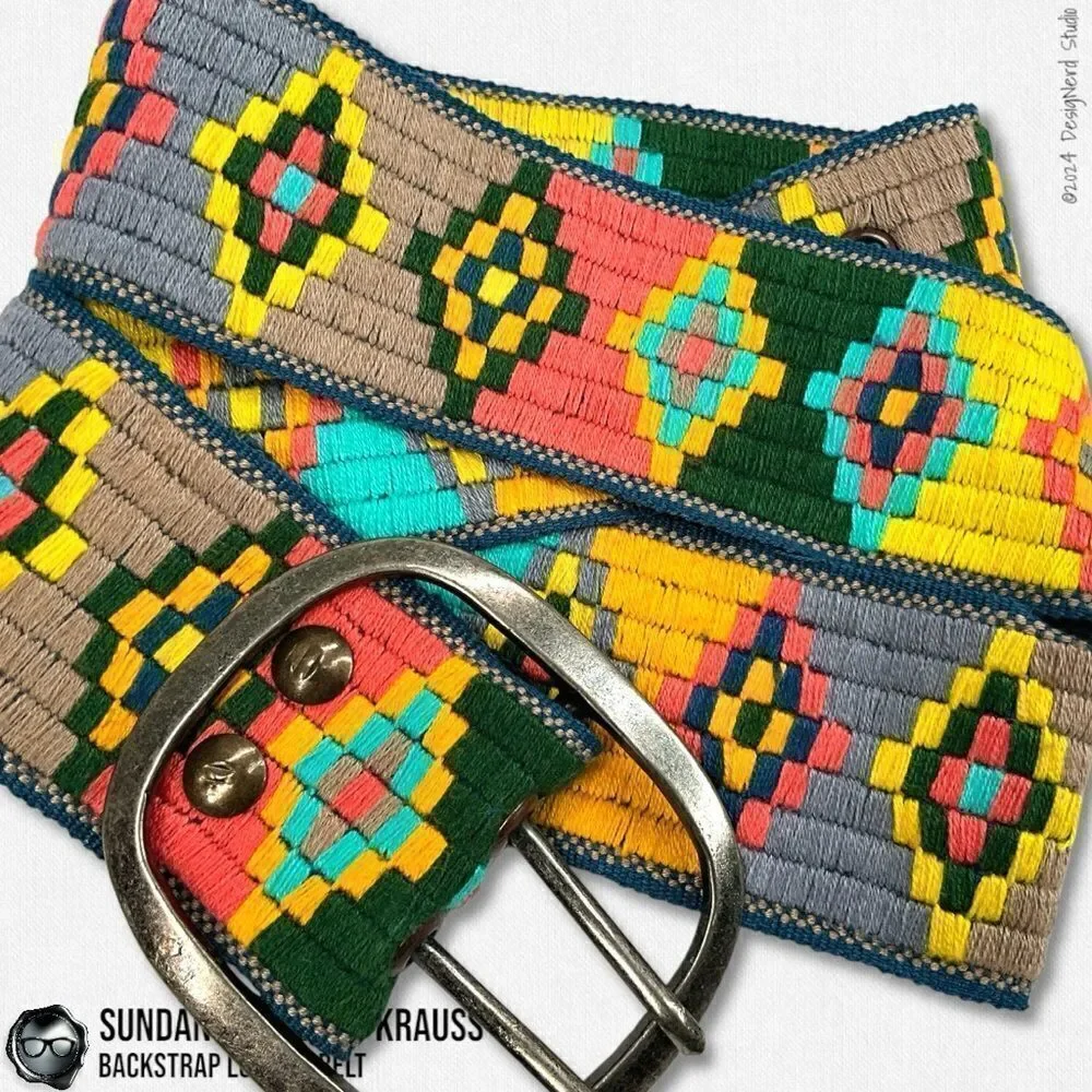 SUNDANCE X JENNY KRAUSS HAND WOVEN LOOMED COTTON BELT VINTAGE 2015 NEON PALLET